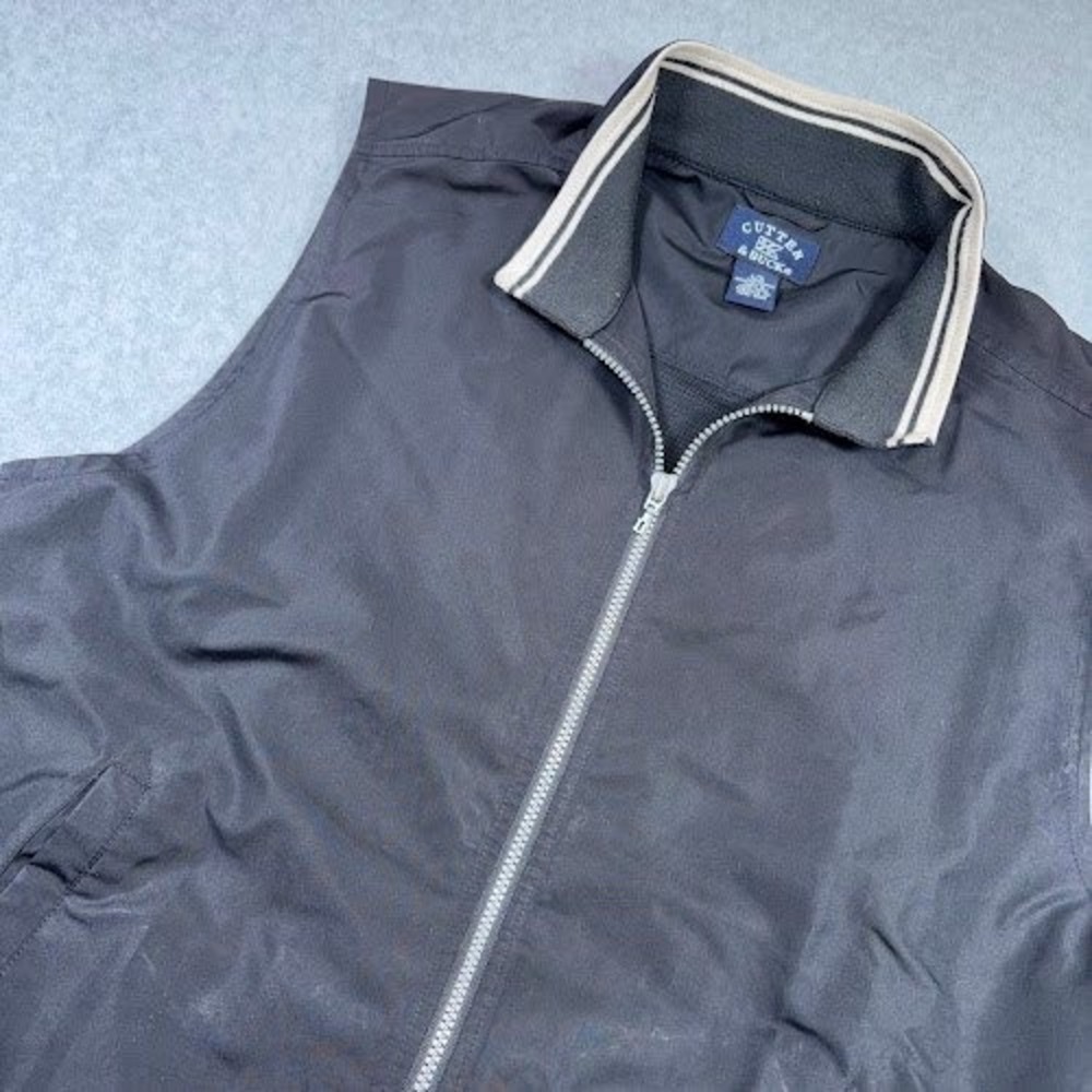 Cutter & Buck Full zip vest windbreaker Mens L Black Golf Athleisure Warm Layer